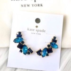 NWT- Kate Spade crystal cluster ear crawlers, blue